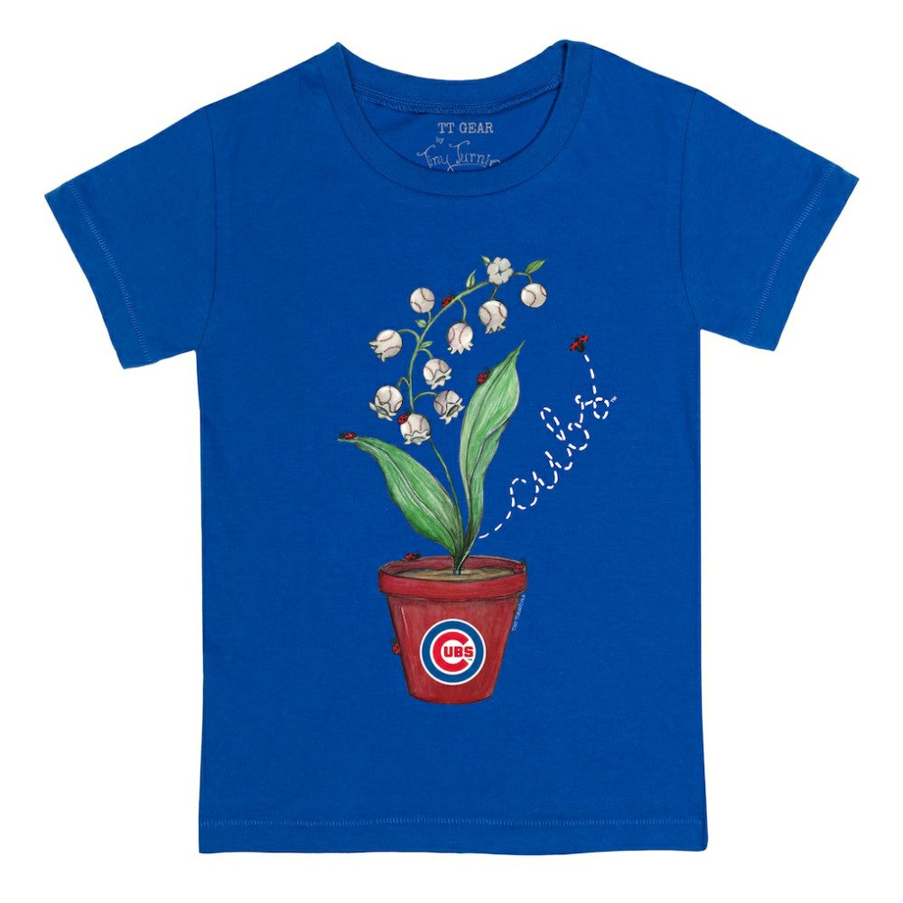 Chicago Cubs Tiny Turnip Youth Lilies & Ladybugs T-Shirt - Royal T-shirts
