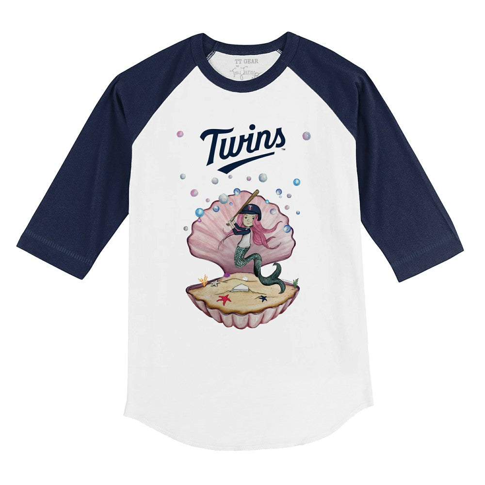Minnesota Twins Tiny Turnip Youth Mermaid 3/4-Sleeve Raglan T-Shirt - White/Navy T-shirts