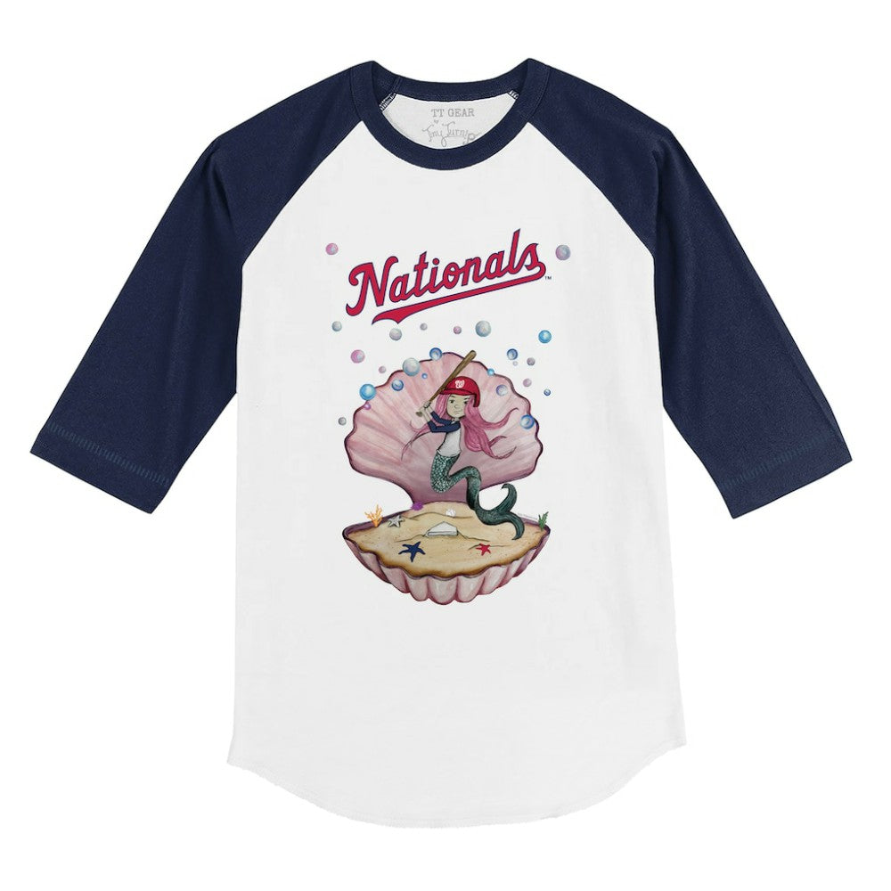 Washington Nationals Tiny Turnip Youth Mermaid 3/4-Sleeve Raglan T-Shirt - White/Navy T-shirts
