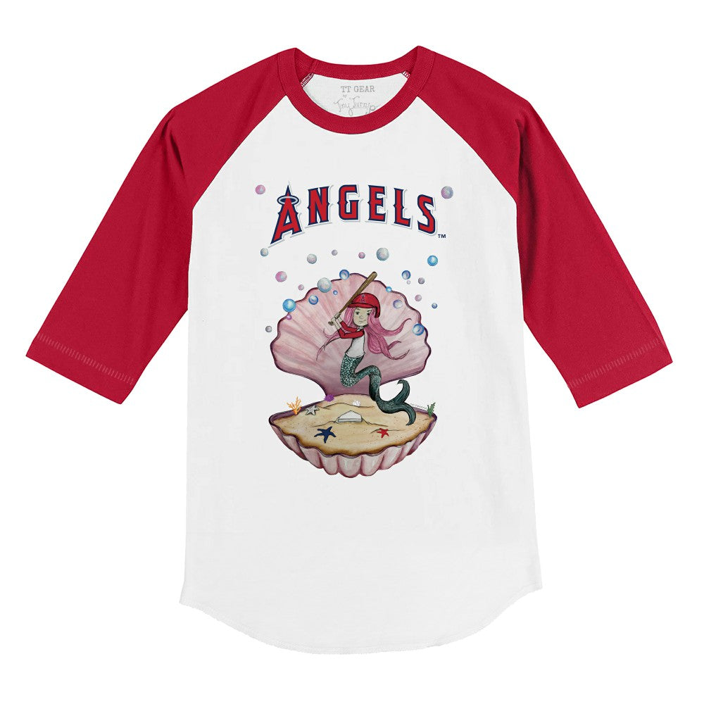 Los Angeles Angels Tiny Turnip Youth Mermaid 3/4-Sleeve Raglan T-Shirt - White/Red T-shirts