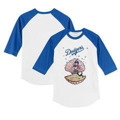 Los Angeles Dodgers Tiny Turnip Youth Mermaid 3/4-Sleeve Raglan T-Shirt - White/Royal T-shirts