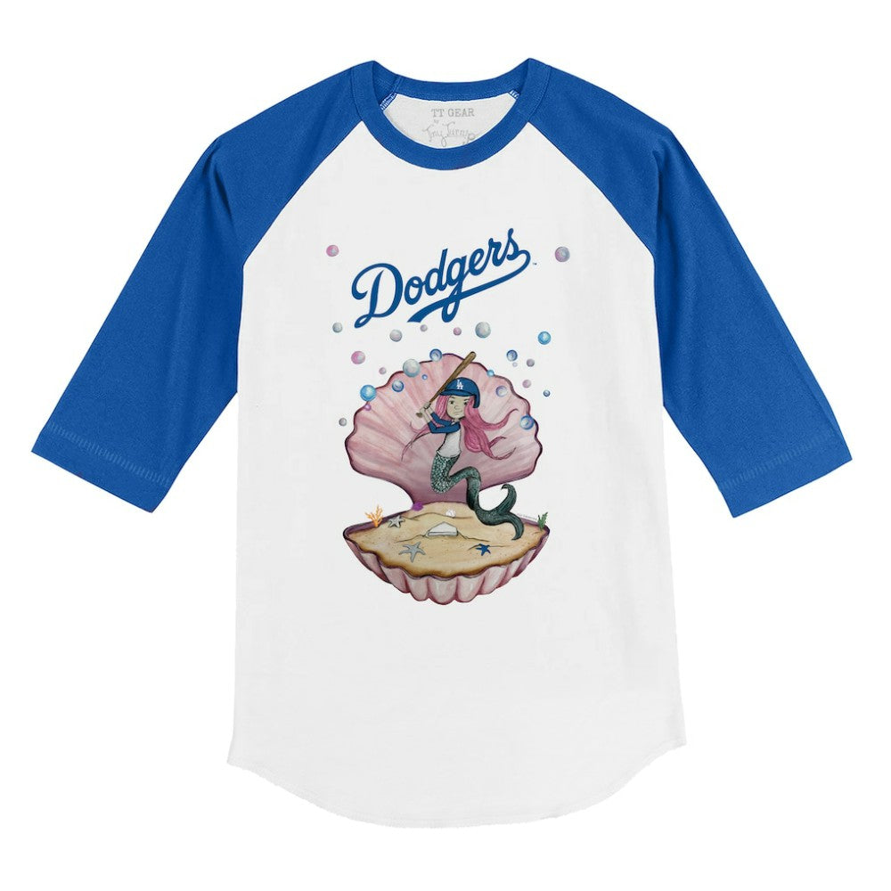 Los Angeles Dodgers Tiny Turnip Youth Mermaid 3/4-Sleeve Raglan T-Shirt - White/Royal T-shirts