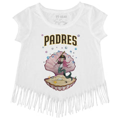San Diego Padres Tiny Turnip Girls Youth Mermaid Fringe T-Shirt - White T-shirts
