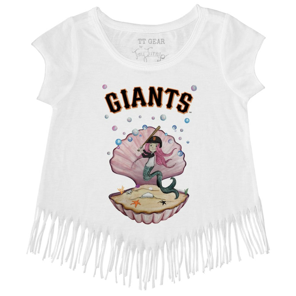 San Francisco Giants Tiny Turnip Girls Youth Mermaid Fringe T-Shirt - White T-shirts