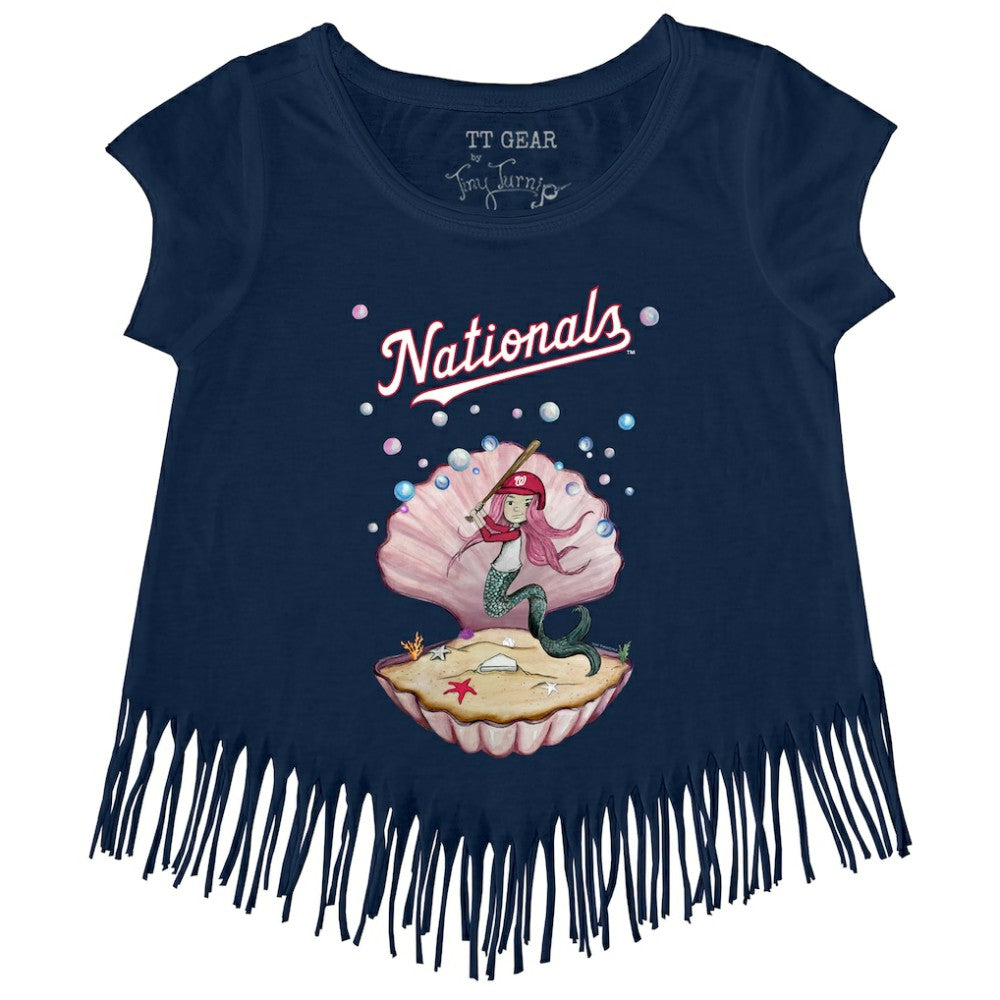 Washington Nationals Tiny Turnip Girls Youth Mermaid Fringe T-Shirt - Navy T-shirts