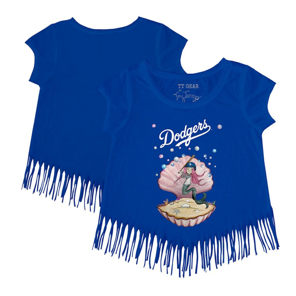 Los Angeles Dodgers Tiny Turnip Girls Youth Mermaid Fringe T-Shirt - Royal T-shirts