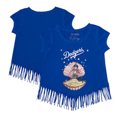 Los Angeles Dodgers Tiny Turnip Girls Youth Mermaid Fringe T-Shirt - Royal T-shirts