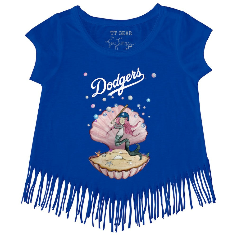 Los Angeles Dodgers Tiny Turnip Girls Youth Mermaid Fringe T-Shirt - Royal T-shirts
