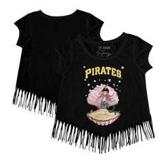 Pittsburgh Pirates Tiny Turnip Girls Youth Mermaid Fringe T-Shirt - Black T-shirts
