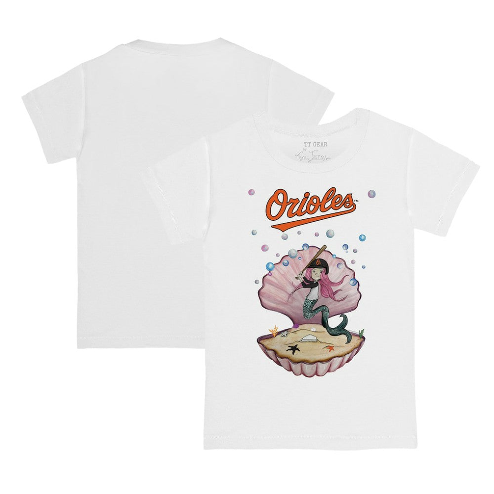 Baltimore Orioles Tiny Turnip Youth Mermaid T-Shirt - White T-shirts