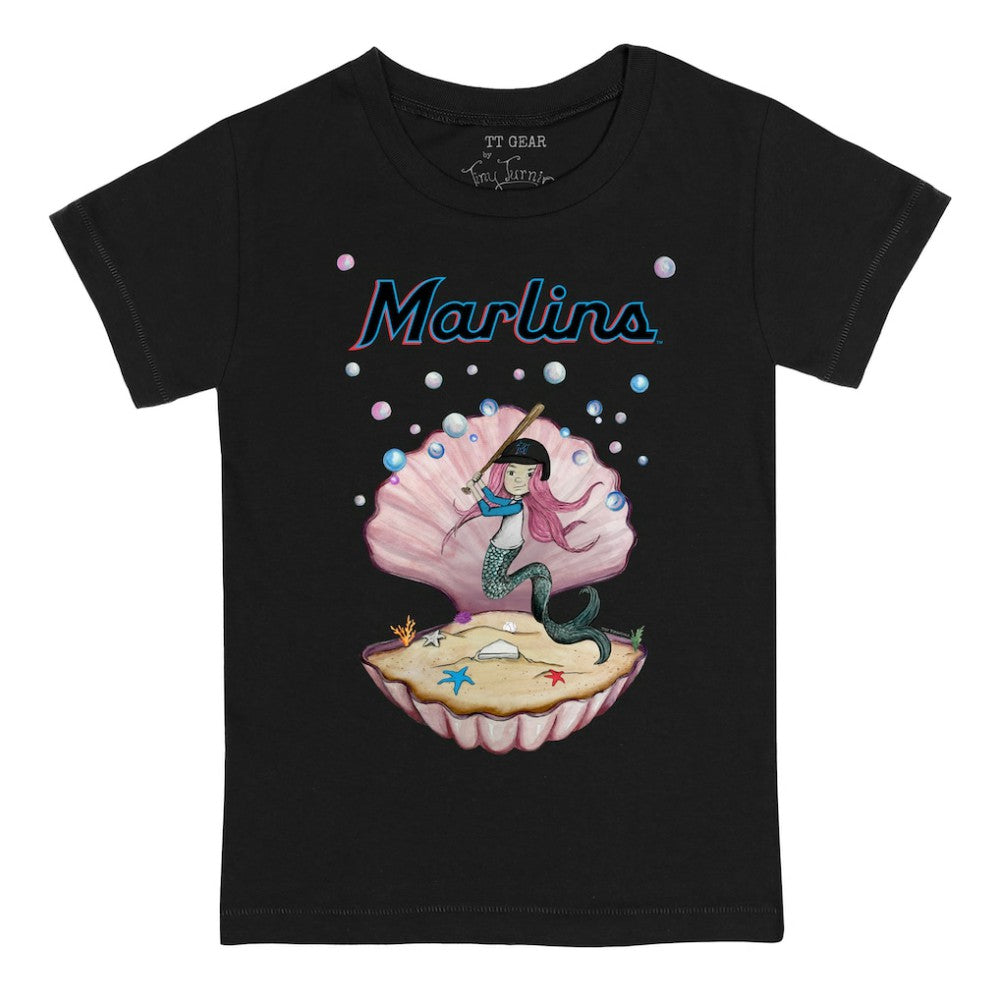 Miami Marlins Tiny Turnip Youth Mermaid T-Shirt - Black T-shirts
