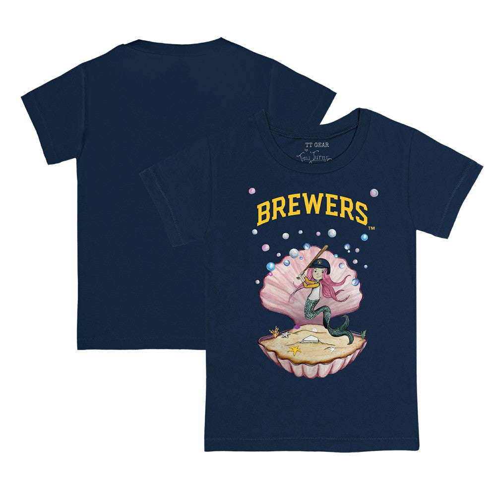 Milwaukee Brewers Tiny Turnip Youth Mermaid T-Shirt - Navy T-shirts