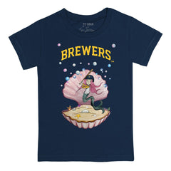Milwaukee Brewers Tiny Turnip Youth Mermaid T-Shirt - Navy T-shirts