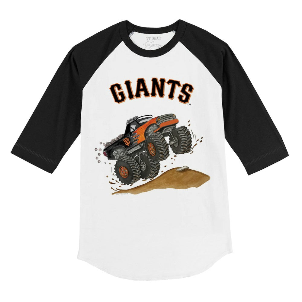 San Francisco Giants Tiny Turnip Youth Monster Truck 3/4-Sleeve Raglan T-Shirt - White/Black T-shirts