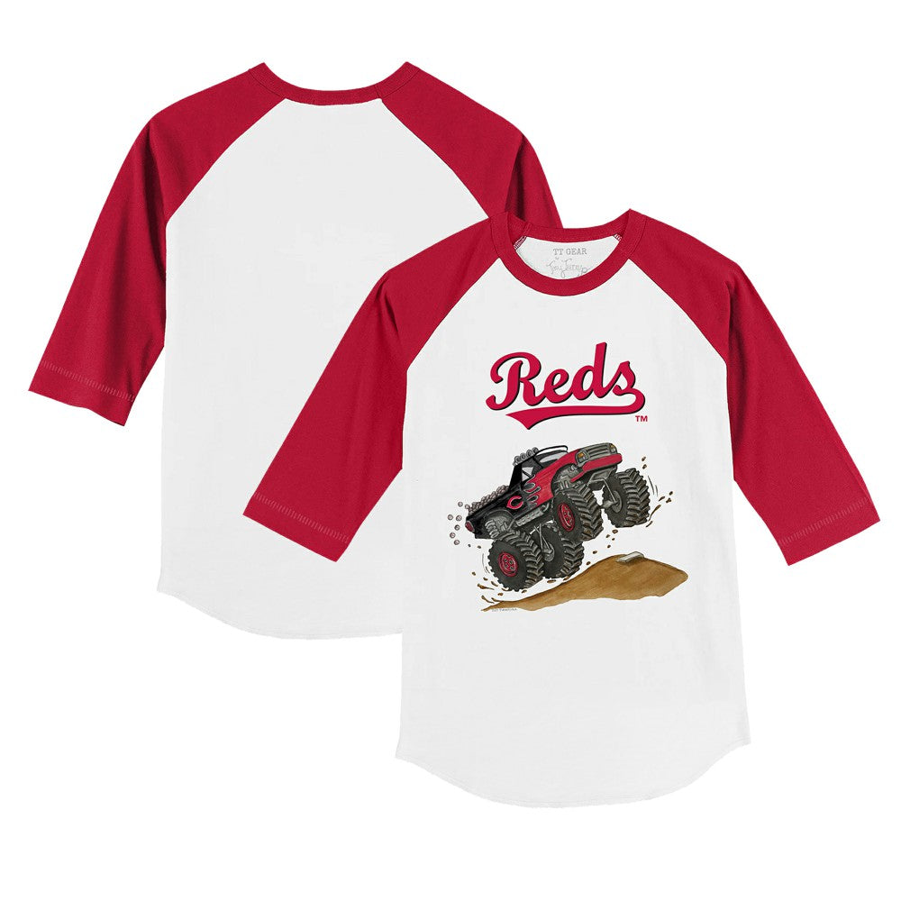 Cincinnati Reds Tiny Turnip Youth Monster Truck 3/4-Sleeve Raglan T-Shirt - White/Red T-shirts