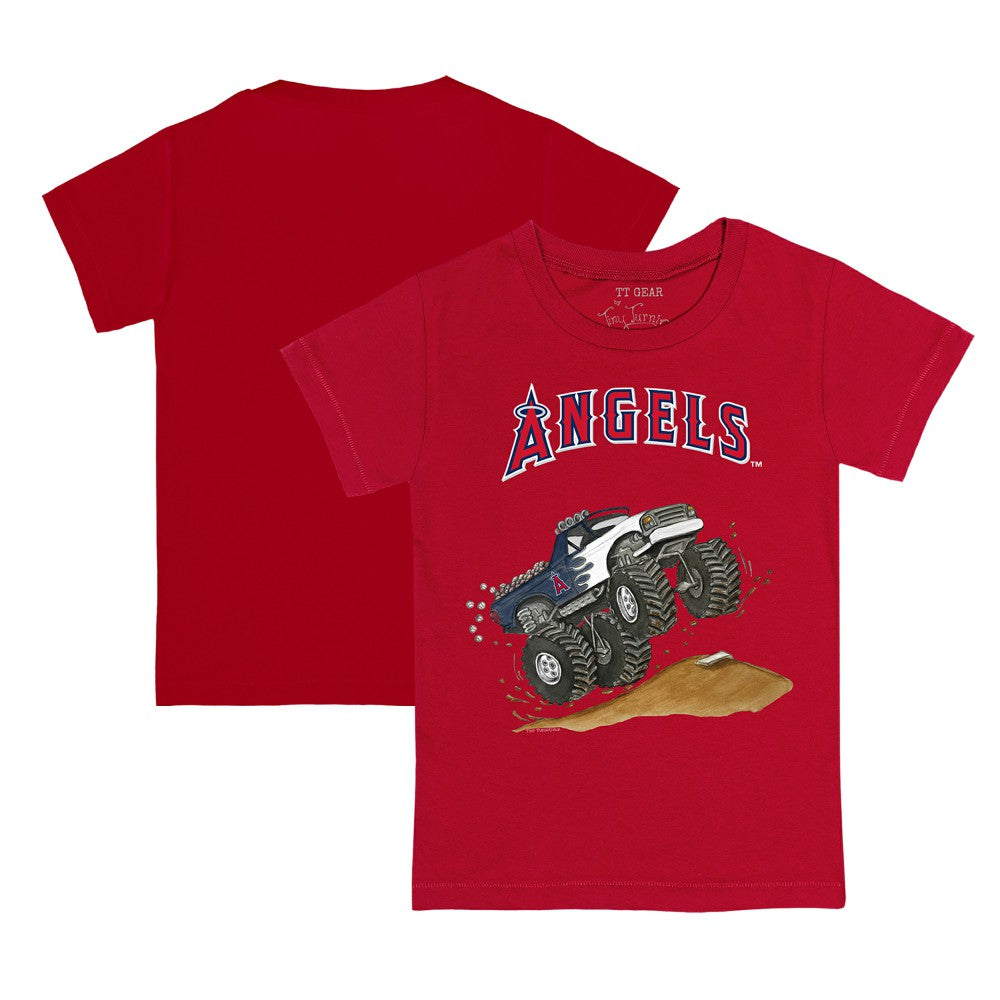 Los Angeles Angels Tiny Turnip Youth Monster Truck T-Shirt - Red T-shirts