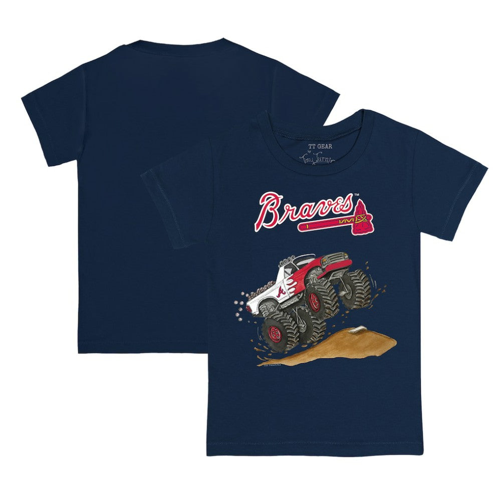 Atlanta Braves Tiny Turnip Youth Monster Truck T-Shirt - Navy T-shirts