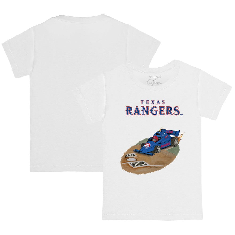 Texas Rangers Tiny Turnip Youth Race Car T-Shirt - White T-shirts