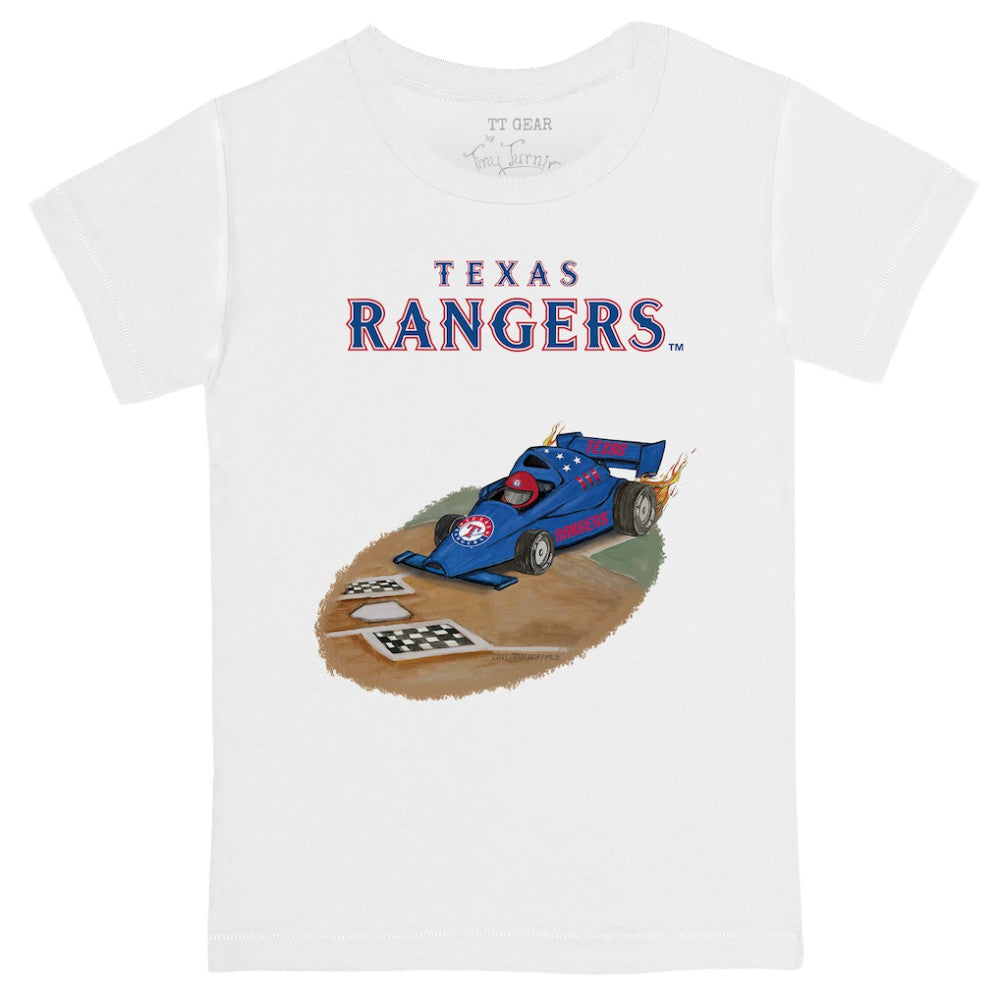 Texas Rangers Tiny Turnip Youth Race Car T-Shirt - White T-shirts