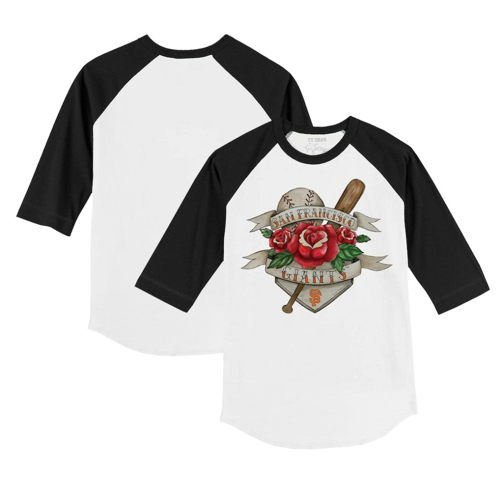San Francisco Giants Tiny Turnip Youth Tattoo Rose 3/4-Sleeve Raglan T-Shirt - White/Black T-shirts