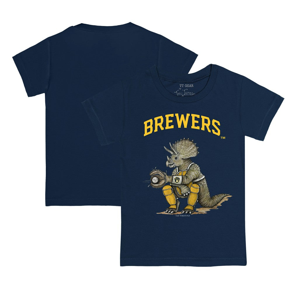 Milwaukee Brewers Tiny Turnip Youth Triceratops T-Shirt - Navy T-shirts