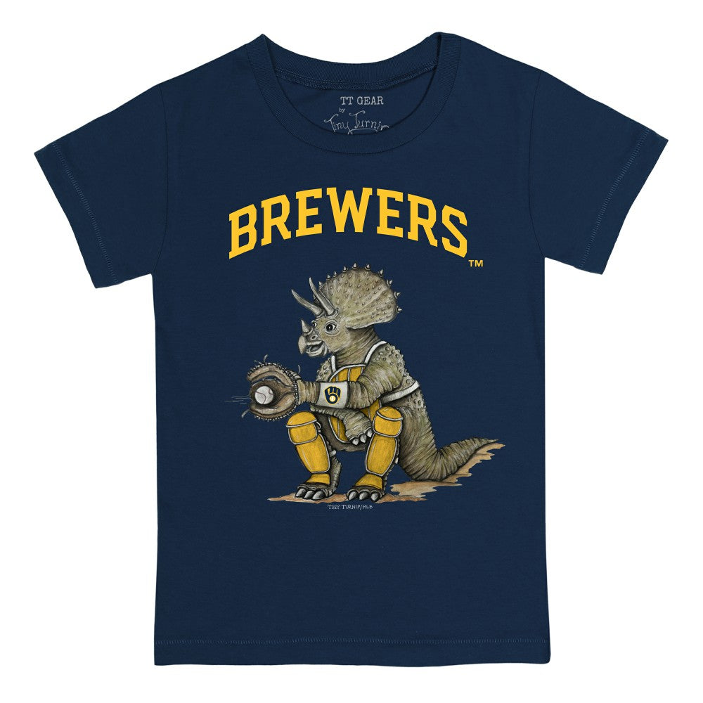 Milwaukee Brewers Tiny Turnip Youth Triceratops T-Shirt - Navy T-shirts