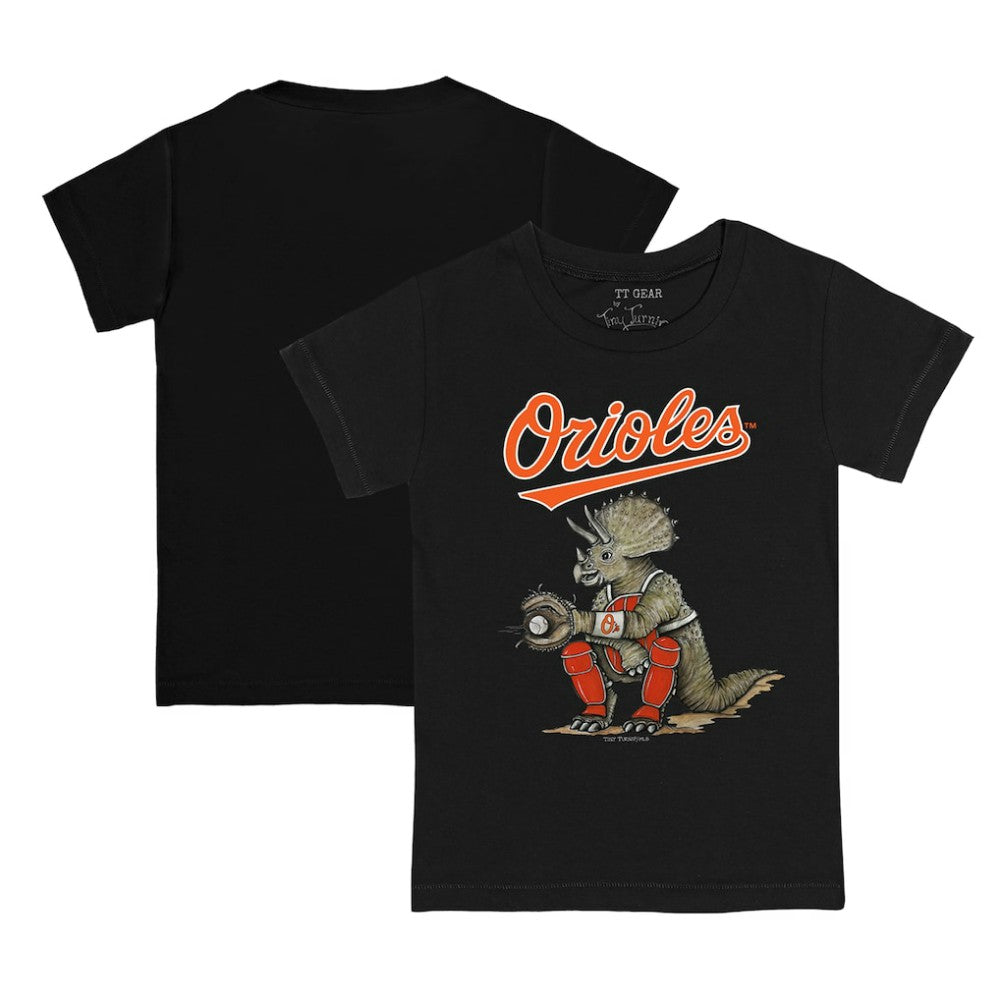 Baltimore Orioles Tiny Turnip Youth Triceratops T-Shirt - Black T-shirts