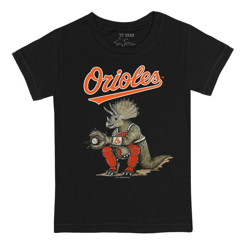 Baltimore Orioles Tiny Turnip Youth Triceratops T-Shirt - Black T-shirts