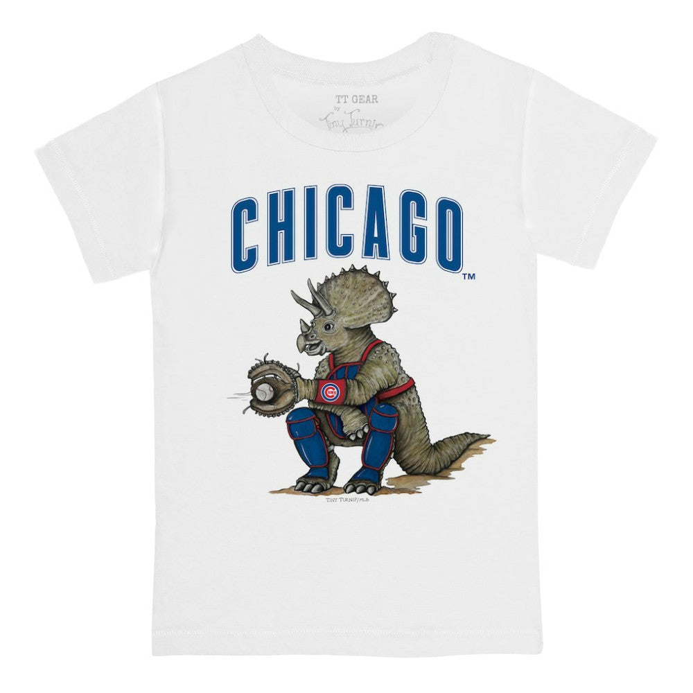 Chicago Cubs Tiny Turnip Youth Triceratops T-Shirt - White T-shirts
