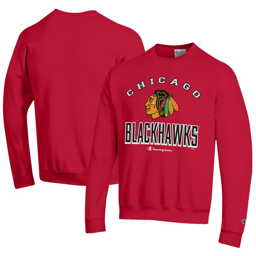 Chicago Blackhawks Champion Eco Powerblend Crewneck Sweatshirt - Red | US 201078111