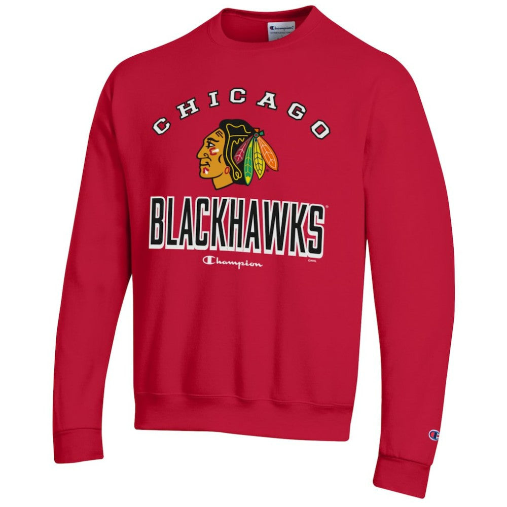 Chicago Blackhawks Champion Eco Powerblend Crewneck Sweatshirt - Red | US 201078111