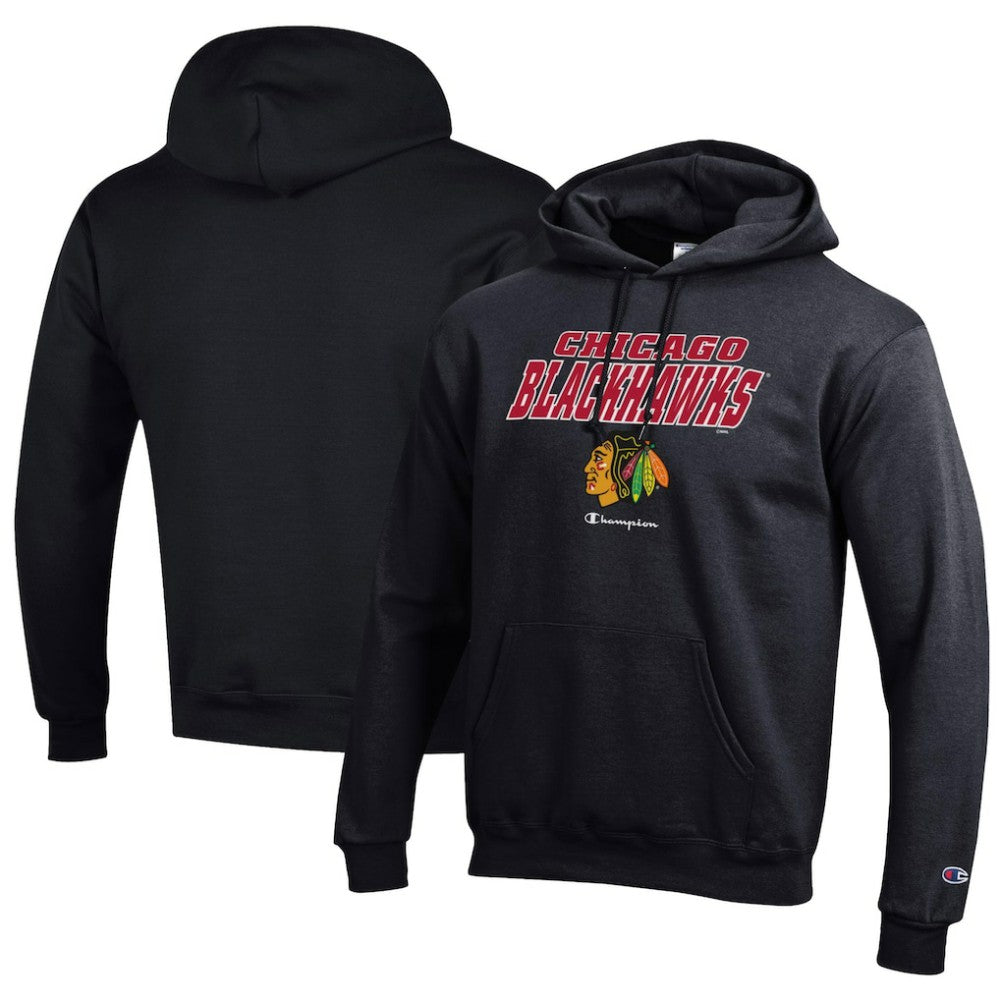 Chicago Blackhawks Champion Eco Powerblend Pullover Hoodie - Black | US 201078115