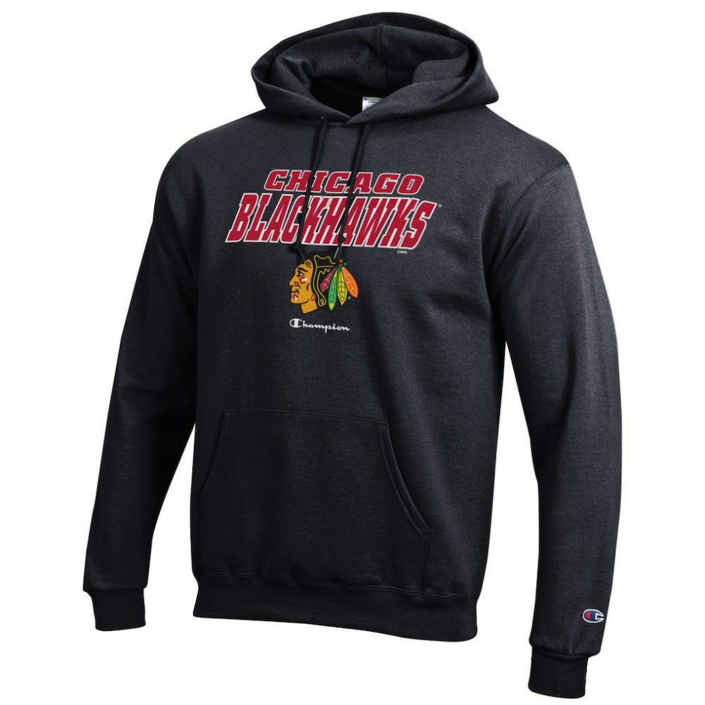 Chicago Blackhawks Champion Eco Powerblend Pullover Hoodie - Black | US 201078115