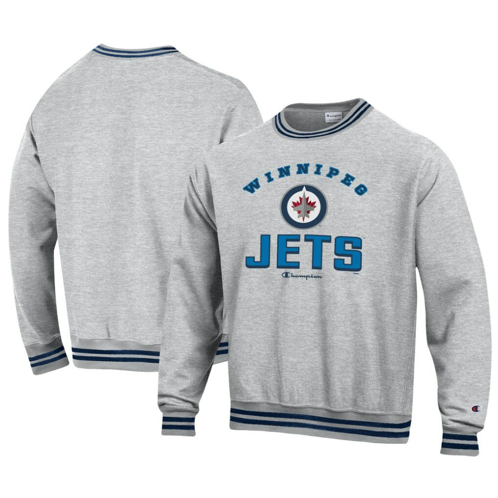 Winnipeg Jets Champion Reverse Weave Yarn Dye Pullover Sweatshirt - Heather Gray | US 201078145