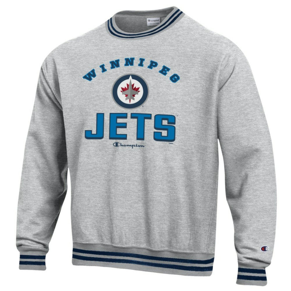 Winnipeg Jets Champion Reverse Weave Yarn Dye Pullover Sweatshirt - Heather Gray | US 201078145