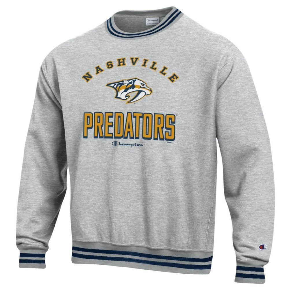 Nashville Predators Champion Reverse Weave Yarn Dye Pullover Sweatshirt - Heather Gray | US 201078148