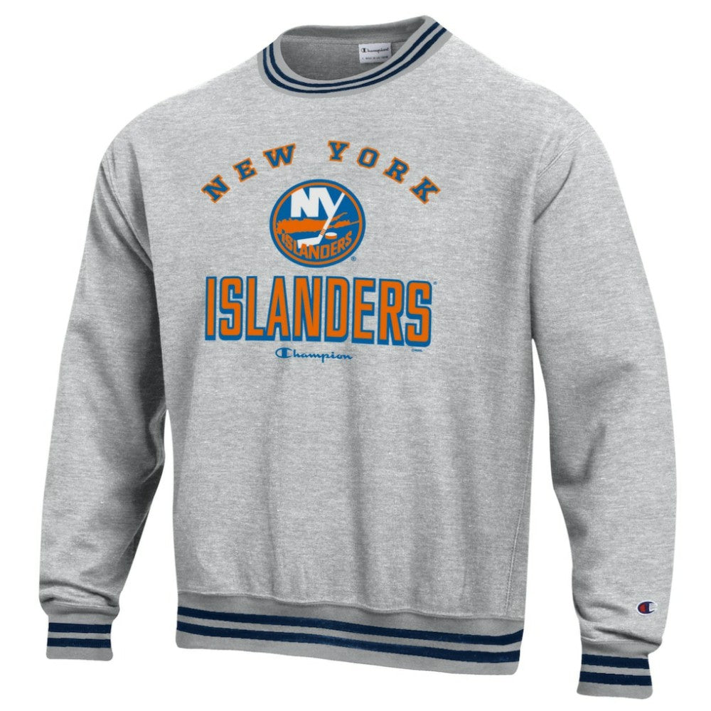 New York Islanders Champion Reverse Weave Yarn Dye Pullover Sweatshirt - Heather Gray | US 201078150