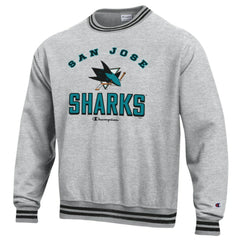 San Jose Sharks Champion Reverse Weave Yarn Dye Pullover Sweatshirt - Heather Gray | US 201078155