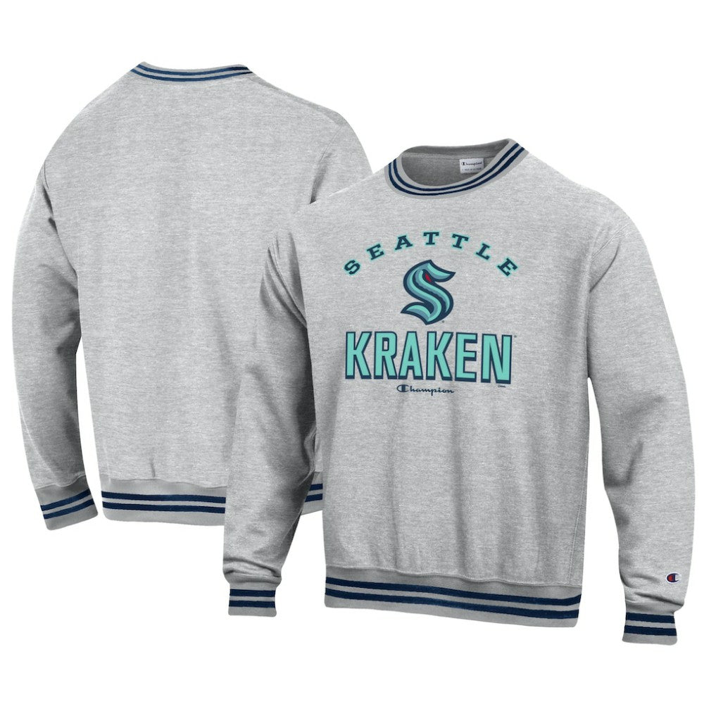 Seattle Kraken Champion Reverse Weave Yarn Dye Pullover Sweatshirt - Heather Gray | US 201078156