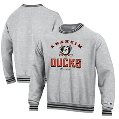 Anaheim Ducks Champion Reverse Weave Yarn Dye Pullover Sweatshirt - Heather Gray | US 201078163