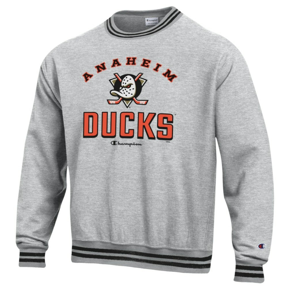 Anaheim Ducks Champion Reverse Weave Yarn Dye Pullover Sweatshirt - Heather Gray | US 201078163