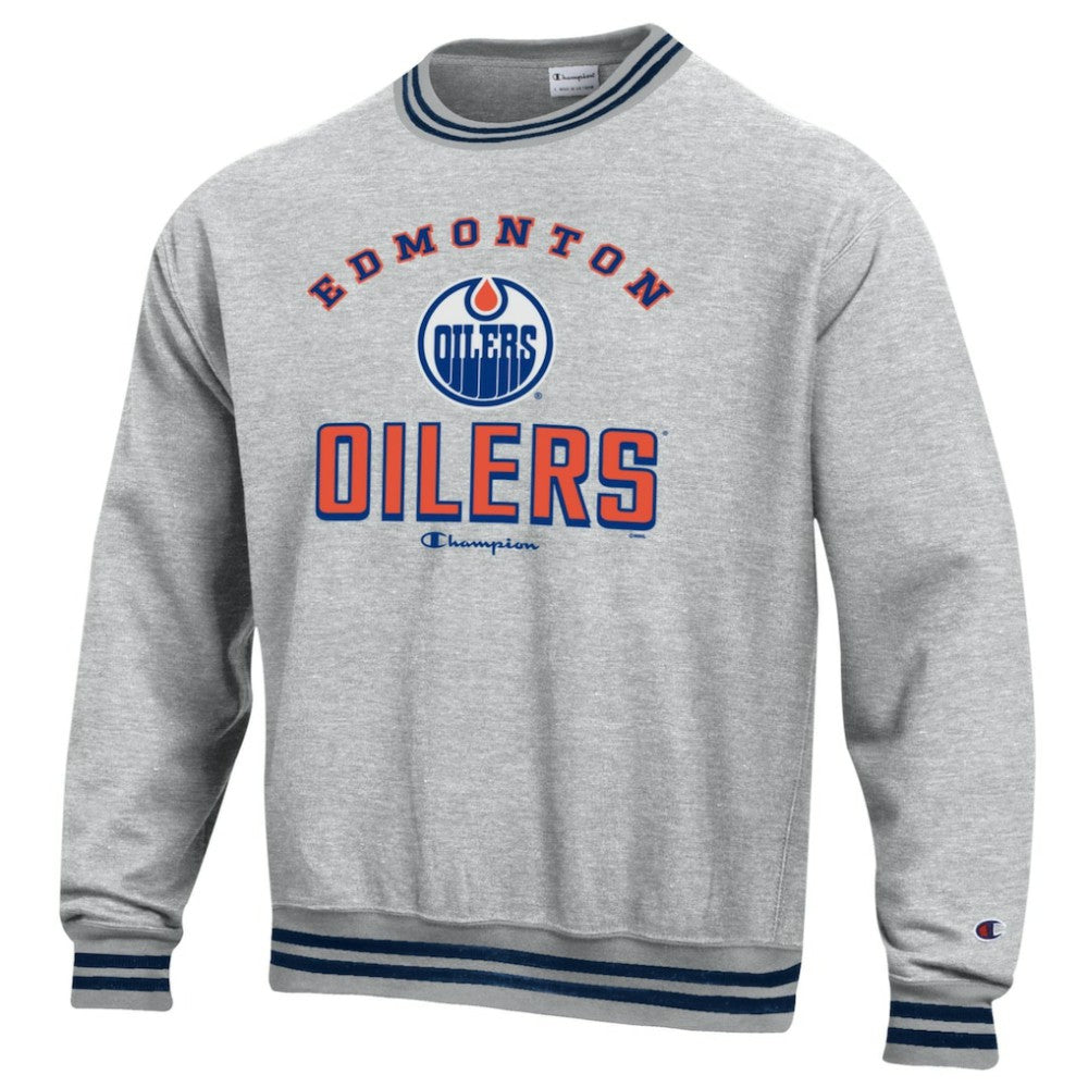 Edmonton Oilers Champion Reverse Weave Yarn Dye Pullover Sweatshirt - Heather Gray | US 201078175