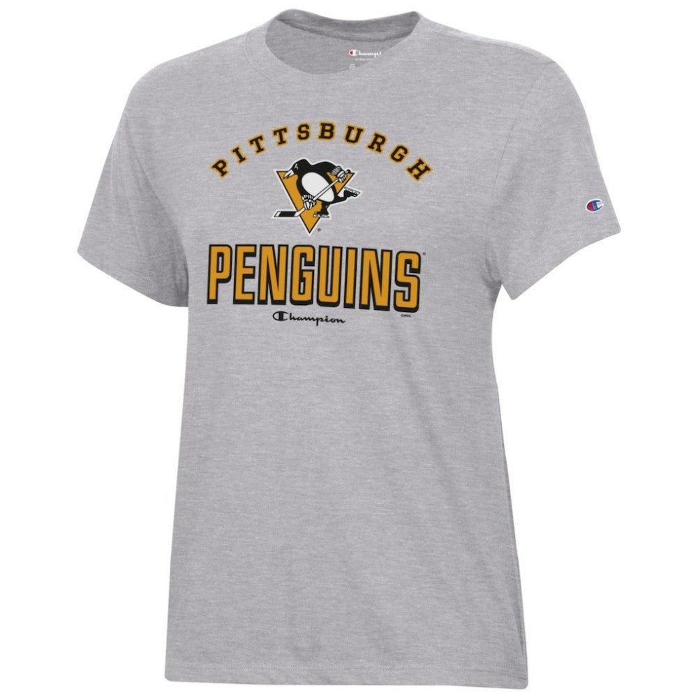 Pittsburgh Penguins Champion Women's Core T-Shirt - Heather Gray | US 201078249
