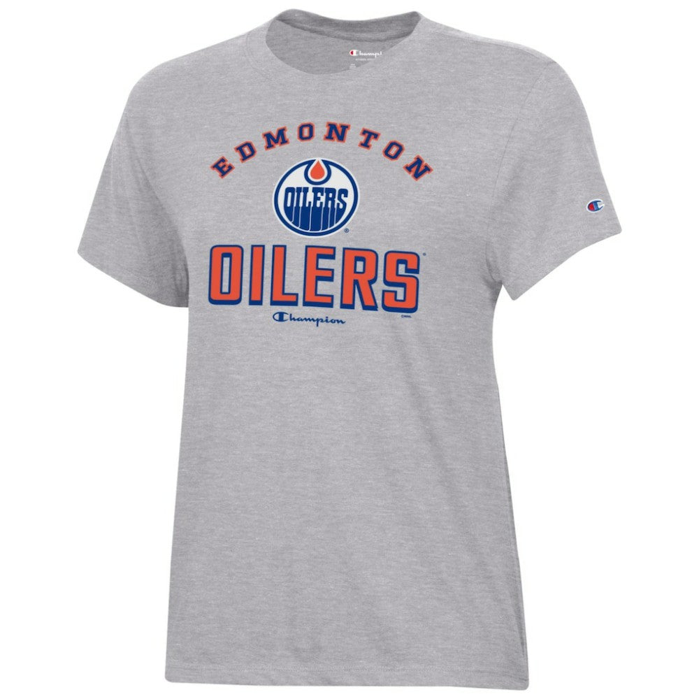 Edmonton Oilers Champion Women's Core T-Shirt - Heather Gray | US 201078269