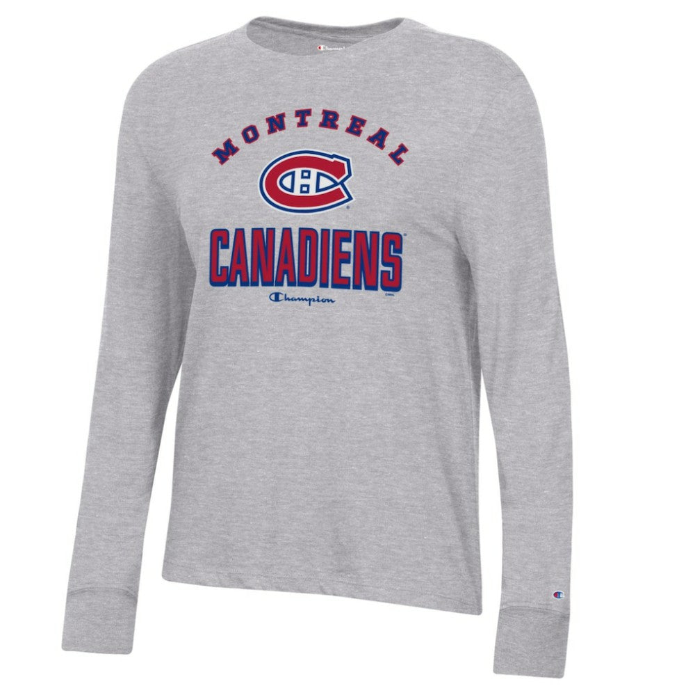Montreal Canadiens Champion Women's Core Long Sleeve T-Shirt - Heather Gray | US 201078272
