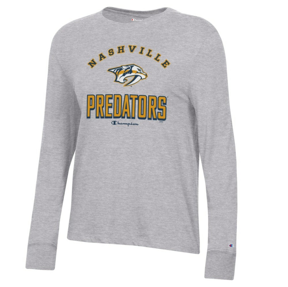 Nashville Predators Champion Women's Core Long Sleeve T-Shirt - Heather Gray | US 201078273