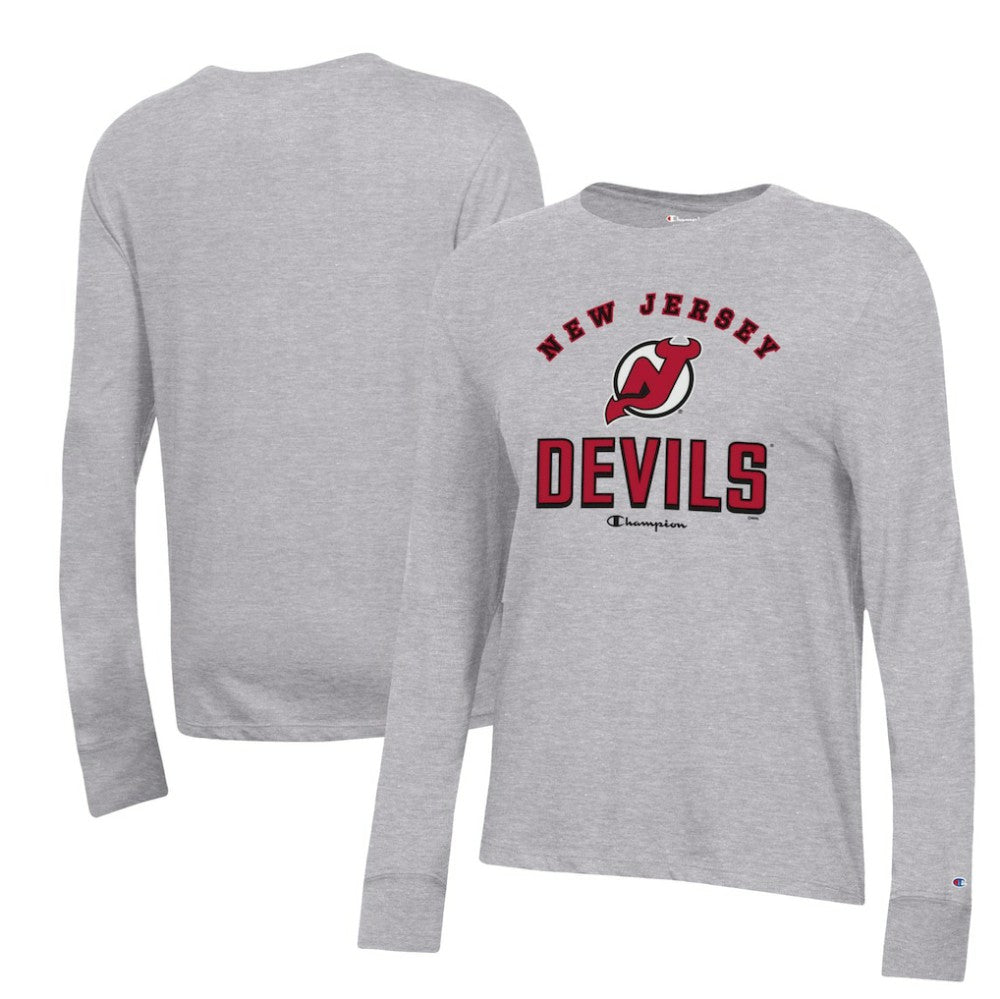 New Jersey Devils Champion Women's Core Long Sleeve T-Shirt - Heather Gray | US 201078274