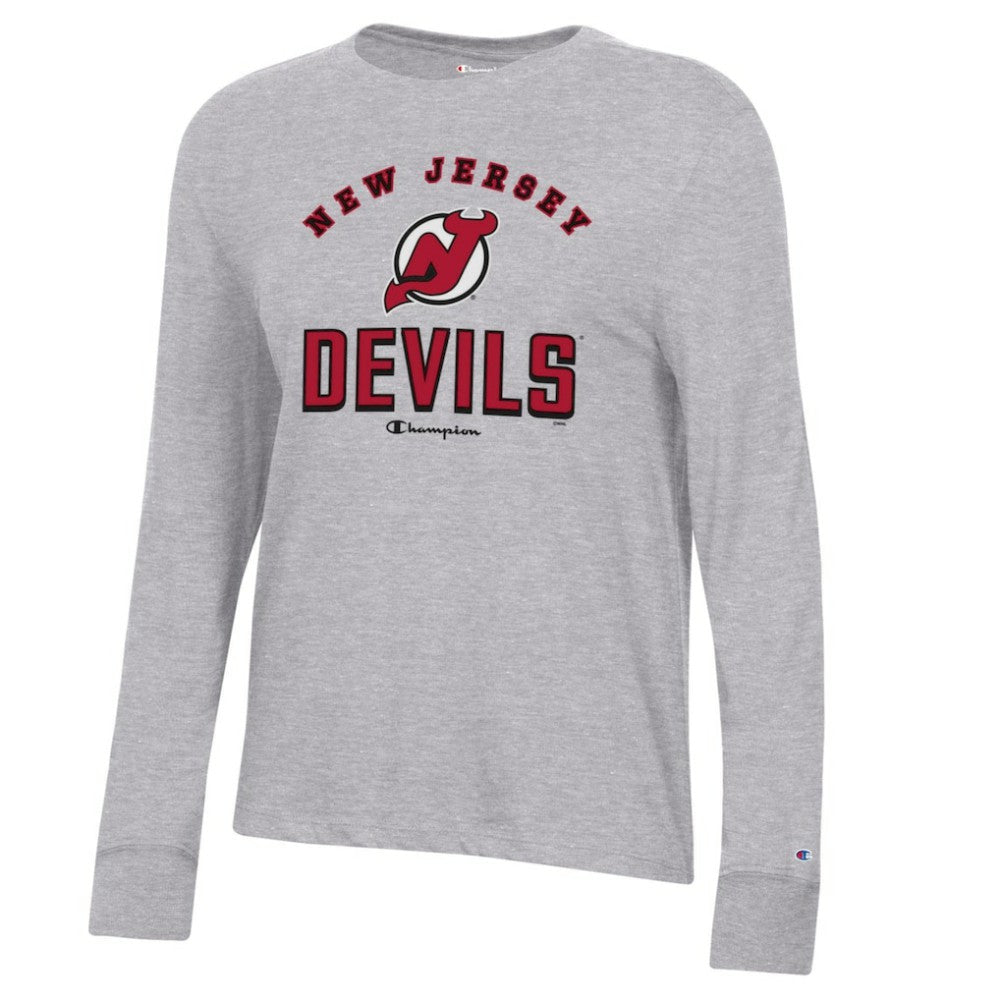 New Jersey Devils Champion Women's Core Long Sleeve T-Shirt - Heather Gray | US 201078274