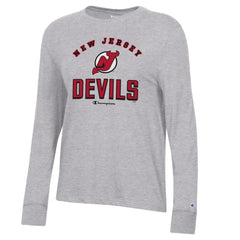 New Jersey Devils Champion Women's Core Long Sleeve T-Shirt - Heather Gray | US 201078274