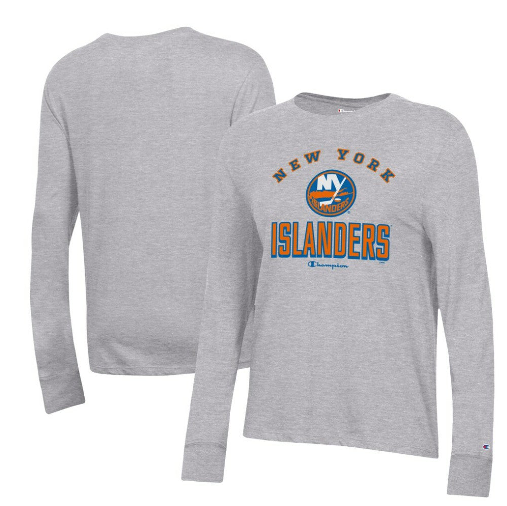 New York Islanders Champion Women's Core Long Sleeve T-Shirt - Heather Gray | US 201078275